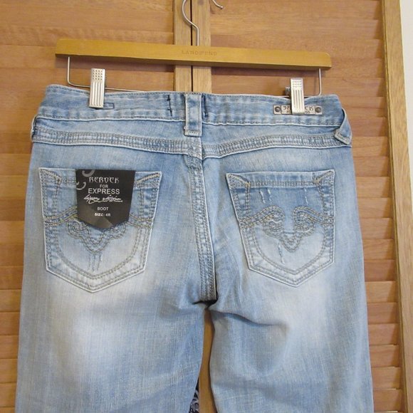 NWT EXPRESS REROCK BOOT Bootcut Blue Jeans Womens Size 4R 4 Regular - Picture 13 of 13
